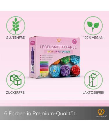 Goodbake Food Coloring Set - 6 Highly Concentrated Sugar-Free Pigments for Drinks & Slime - 6 x 11ml - Buy Online on GoSupps.com