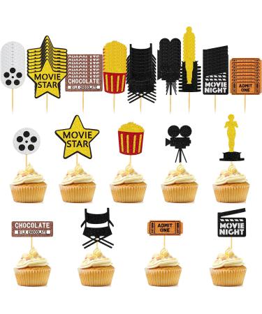 72 Pieces Movie Night Cupcake Toppers Movie Theme Party Picks Movie Party Supplies Decorations for Wedding Birthday Party 9 Styles
