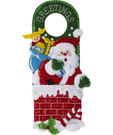 Bucilla Holiday Christmas Set of 2 Felt Applique Door Hanger Kit - DIY Needlepoint Arts and Crafts Supplies 89471E - Buy Online on GoSupps.com