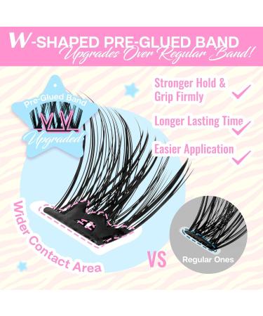 CALAILIS Self Adhesive Eyelashes - 72 Pcs D Curl Press-On Lash Clusters No Glue Needed Reusable DIY Kit with Tweezers for Beginners - ZN23 - Buy Online on GoSupps.com