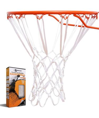 BETTERLINE Basketball Net Replacement - Heavy Duty Indoor and Outdoor All Weather Anti Whip Thick Nets Fit Standard 12-Loop Hoop Rims White