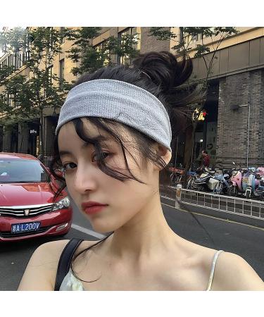 8cm Wide Black Headband for Women White Gray Stretchy Jersey Hair Band for Yoga Makeup Running (black+white+light gray) - Buy Online on GoSupps.com