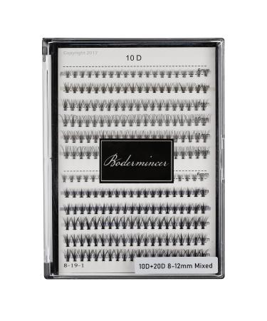 Bodermincer 240pcs C Curl 10D/20D Cluster Eyelashes Mixed, 0.07mm /0.10 mm Mixed,8/9/10/11/12mm,10/11/12/13/14mm,12/13/14/15/16mm/14/15/16/17/18mm/16/17/18/19/20mm and Under Eyelashes Mixed Professional Makeup Individual Cluster Eye Lashes (8/9/10/11/12mm