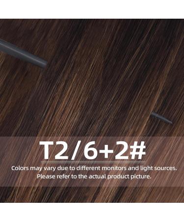 Vlasy Clip in Hair Extensions - Seamless 12 Inch Human Hair Extensions for Women - Natural Thick Weft - T2/6+2# Color - 7 Pieces (60g) - Buy Online on GoSupps.com