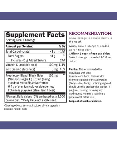 Nature's Way Sambucus Immune Elderberry Lozenges with Echinacea & Zinc - 30 Count - Buy Online on GoSupps.com