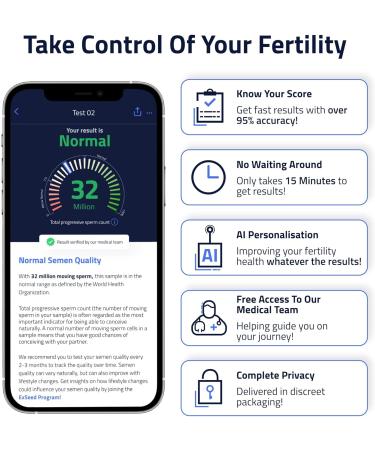 ExSeed Completely-at-Home Male Fertility Test - Sperm Count Progressive Movement & Volume with Home Sperm Test in 15 Minutes with Accurate Results Using Your Smartphone. 10-Test Kit. 10 - Test - Buy Online on GoSupps.com