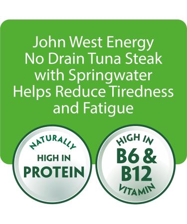 John West Energy No Drain Tuna Steak 3 X 110g with Vitamin B6 & B12 in Spring Water - Buy Online on GoSupps.com