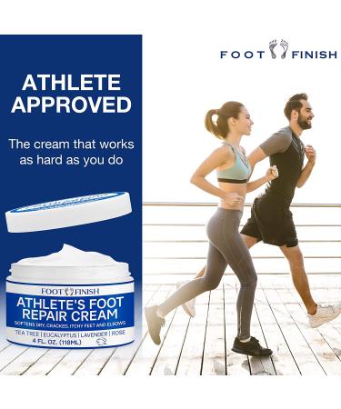 Foot Finish Athlete's Foot Treatment Cream - 4oz | Natural Anti-Itch Relief for Dry Cracked Feet with Tea Tree, Rose & Lavender Oil - Buy Online on GoSupps.com