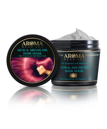 AROMA DEAD SEA Black Mud & Argan Oil Hair Mask - Intense Hydration and Nourishment for Dry Damaged Hair. Revitalize Strengthen and Restore Shine with Mineral-Rich Dead Sea Mud and Pure Argan Oil.
