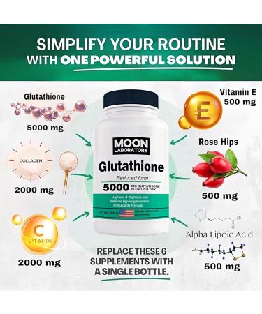 Moon Laboratory Premium Glutathione Supplement 5000mg |Reduced Form| Blend with Collagen & Vitamin C Skin brightening Antioxidant Immune Support. 60 Softgels - Buy Online on GoSupps.com