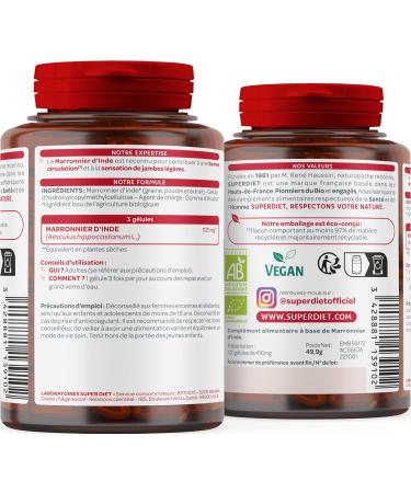 SUPERDIET - Organic horse chestnut - Circulation - Phytotherapy - Made in France - 120 capsules - Buy Online on GoSupps.com