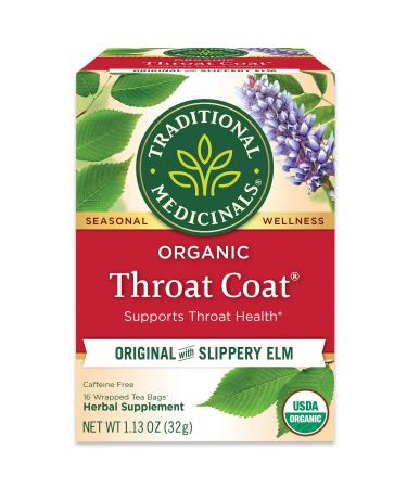 Traditional Medicinals Seasonal Teas Organic Throat Coat Naturally Caffeine Free 16 Wrapped Tea Bags 1.13 oz (32 g)