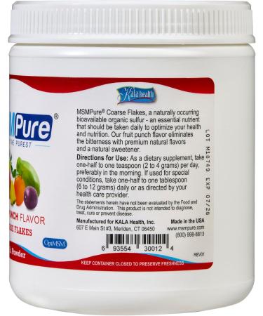 KALA HEALTH MSMPure Fruit Punch Flavored Coarse Flakes 1lb and Muscle & Joint Cream 2oz Bundle - Buy Online on GoSupps.com