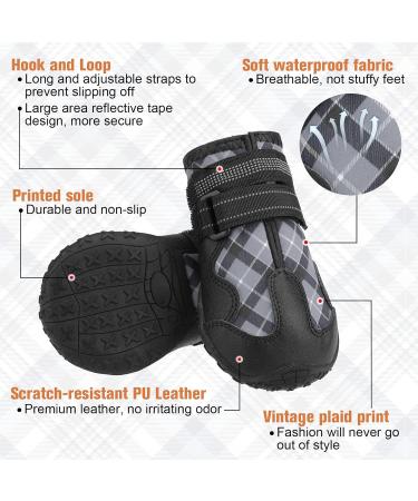 BEAUTYZOO Dog Boots 4PCS Set for Medium Large Dogs | Anti-Slip Waterproof Booties with Reflective Straps | Size 6 (2.6x3.0) | Black Outdoor Paw Protectors - Buy Online on GoSupps.com