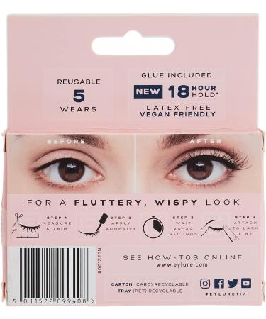 Eylure Fluttery Light No. 117 False Lashes (Pack of 2) Black 3 Count (Pack of 2) - Buy Online on GoSupps.com