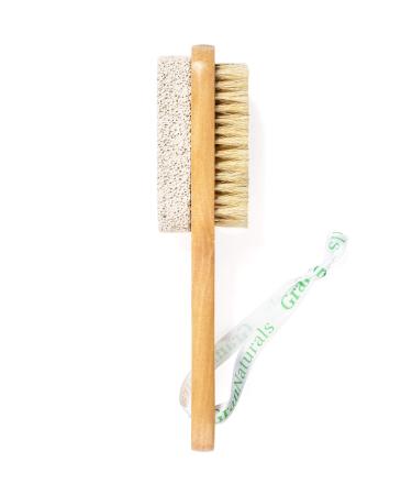 Foot Brush & Pumice Stone with Handle - Callus & Corn Remover, Exfoliator & Scrubber for Dry, Dead Skin on Feet - Natural Bristles & Stone with Wooden Handle - Men & Women