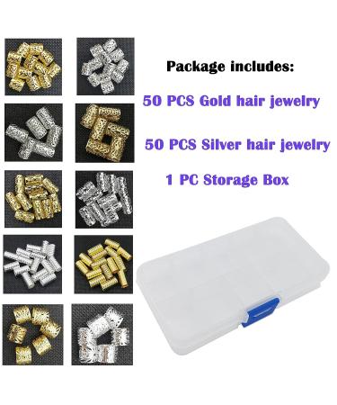 Flosius 100 PCS Iron Dreadlock Beads - Braiding Hair Jewelry for Women - Gold & Silver Hair Accessories - Adjustable Hair Rings and Clips - Buy Online on GoSupps.com