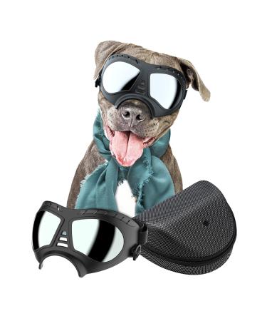 NVTED Dog Goggles Big Area Dog Sunglasses, Large Breed Windproof Snowproof Eye Protection Dog Glasses for Outdoor Driving Cycling (Large)