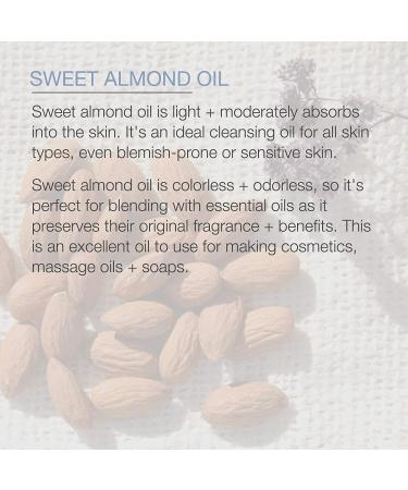 Pure Body Naturals Sweet Almond Oil 4 fl oz - Cold Pressed, 100% Pure for Hair, Skin, Nails, Massage - Carrier Oil - Buy Online on GoSupps.com
