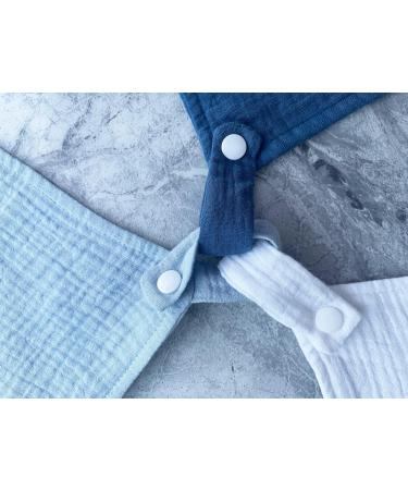 Baby Luxe 5-in-1 Mini Muslin Square Bib Toy Holder Washcloth Comforter Set (Baby Blue Navy White) - Clip Attachment for Baby Bag Pacifiers Teething Toys - Set of 3, 23x23cm - Buy Online on GoSupps.com