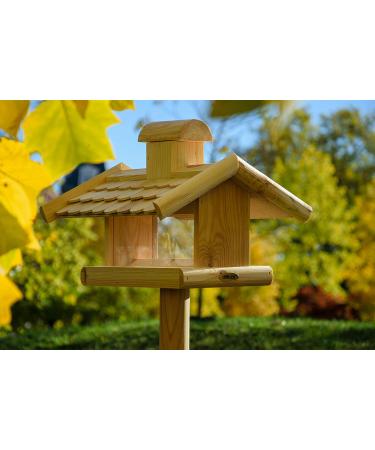 Dobar 21277E Large Bird Feeder Solid Wood Bird House with Shingle Roof Premium Bird Feeding Station for Container Montage 38x38x30 cm - Buy Online on GoSupps.com