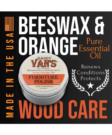 Daddy Van's Lavender & Sweet Orange Oil Beeswax Furniture Polish - Chemical-Free Wood Wax Conditioner | No Petroleum Distillates - Buy Online on GoSupps.com