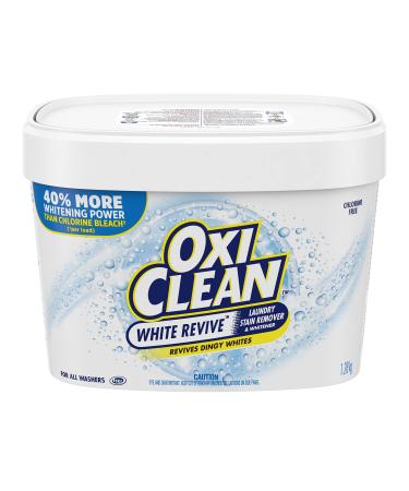 OxiClean White Revive Enzyme Laundry Stain Remover Powder Effective on Grease Blood Wine Stains and More - Colour Safe Chlorine Bleach-Free 1.28 kg Powder (1.28-kg)