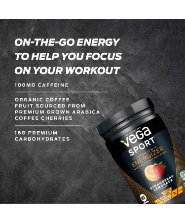 Vega Sport Energizer Strawberry Lemonade Pre Workout Powder | Energy & Focus Support | Electrolytes | Vegan, Keto, Gluten Free | Non GMO | 1.01lb (25 Servings) - Buy Online on GoSupps.com