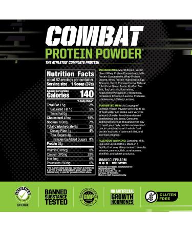 Muscle Pharm Combat 4lb Chocolate Milk Protein and Combat Chocolate Chip Cookie Dough Sport Bars - Buy Online on GoSupps.com