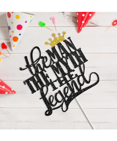 Tenhaisi Black Glitter The Man The Myth The Legend Cake Topper Dad Birthday Theme Happy Father's Day Party Decor Retirement Party Decoration Supplies - Buy Online on GoSupps.com