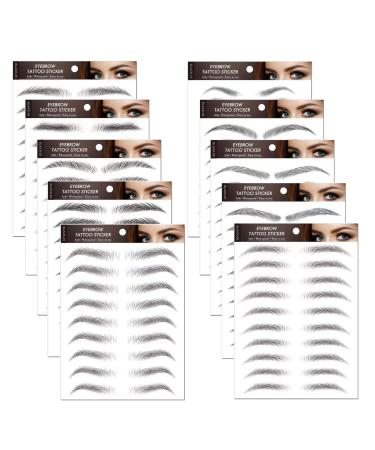 Waterproof Black Fake Tattoo Eyebrow Stickers for Woman(10 sheets 100 pairs)