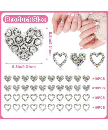 40 Pieces Heart Nail Charms - 3D Diamond Alloy Rhinestones for Nail Art | Perfect for Valentine s Day & Weddings - Buy Online on GoSupps.com