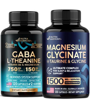 NUTRAHARMONY GABA L-Theanine & Magnesium Glycinate with Glycine Capsules
