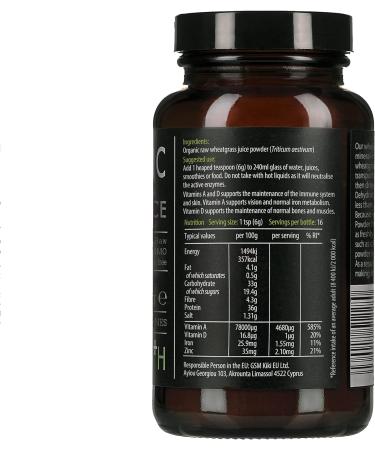 KIKI Health Organic Wheatgrass Juice Powder 100g - High Chlorophyll & Vitamin Content for Immune System, Vision & Skin - Non-GMO & Gluten Free - Buy Online on GoSupps.com