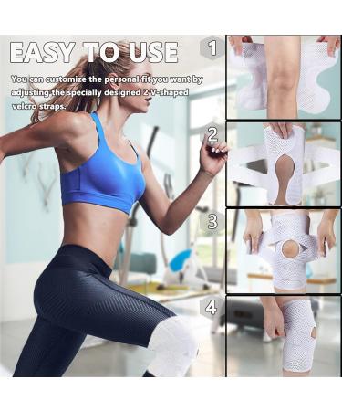 Adjustable Knee Compression Sleeve Support with Side Stabilizers for Men/ Women - Knee Brace for Pain Relief - Perfect for Working Out, Running, Fitness, Weightlifting - ACL, MCL, Meniscal Tear Support - XXXL White - Buy Online on GoSupps.com