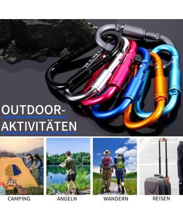 10 Pack Carabiner Hooks - Aluminum Screw Cap Key Ripper for Backpack Camping Hiking Fishing - 10 Colors Available - Buy Online on GoSupps.com