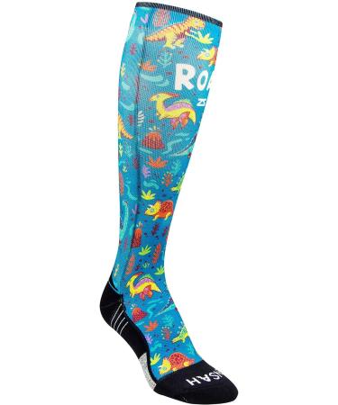 Zensah Anti-Blister Knee High Compression Socks - Dinosaurs | Men & Women | Small - Buy Online on GoSupps.com