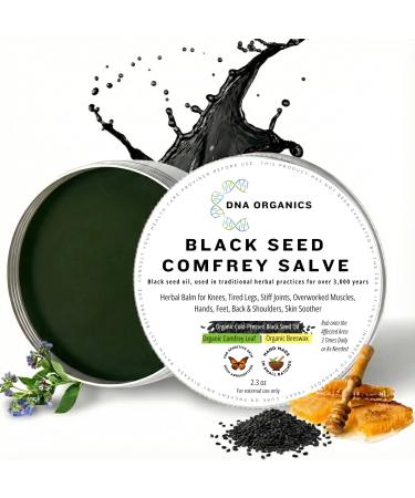 Wild Castle DNA Organics Black Seed Oil Comfrey Salve 2.3 oz Organic Herbal Salve for Joint and Muscles & Tattoo Care. Balm for Soothing Relief. Handcrafted Slow-Infused No Chemical Fillers