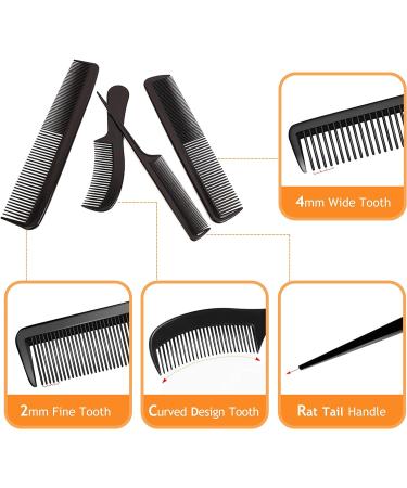 NuAngela Styling Comb Set - Professional Barber Comb for Hair, Beard & Styling - Wide & Fine Tooth - Black - Buy Online on GoSupps.com