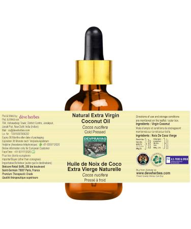 Buy Devprayag Natural Extra Virgin Coconut Oil - 50ml Cold Pressed Therapeutic Grade with Glass Dropper - International Shipping - Buy Online on GoSupps.com