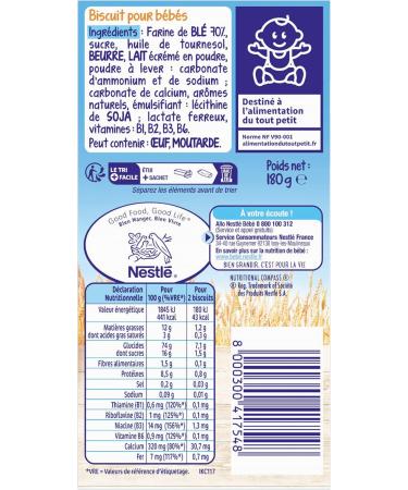 Nestl - P tit Biscuit - Biscuits B b 12 Mois+ - G teaux Secs Riches en Bl - Alimentation B b avec Moins de Sucres - Repas b b Texture Croquante et Fondante Adapt e la Perc e des Dents - Buy Online on GoSupps.com