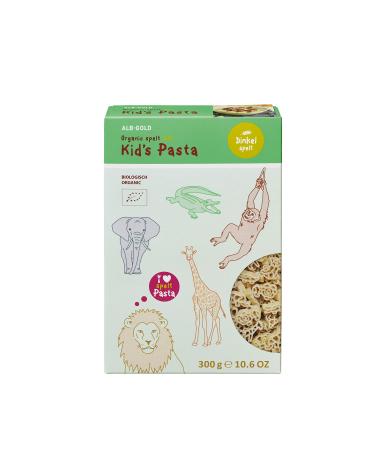 Alb Gold ALB-GOLD Organic Spelt for Kids Zoo Paste Vegan Organic Spelt from Germany Children's Noodles in a Colourful Folding Box 300 g Made in Germany