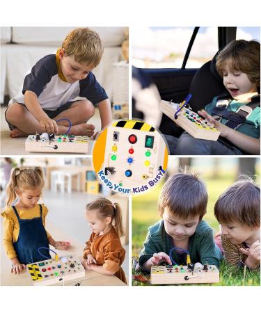 Buy Thedttoy Montessori Busy Board Educational Sensory Toys for Toddlers 1-3 Years | LED Wooden Activity Board - Perfect Christmas Gift! - Buy Online on GoSupps.com