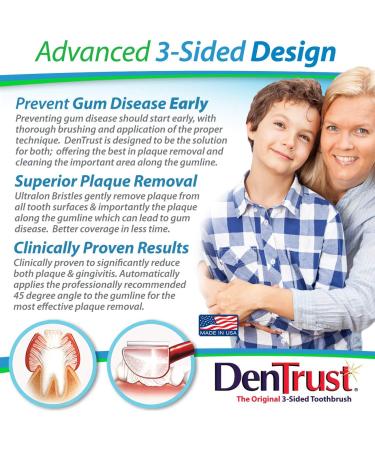 DenTrust 3-Sided Toothbrush - Clinically Proven results for Whole Family | Fast, Easy, & Effective - Buy Online on GoSupps.com