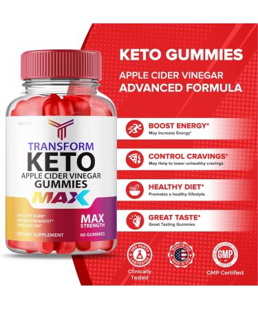 Transform Keto ACV Gummies - Maximum Strength 1000mg Formula for Weight Loss - Vegan Apple Cider Vinegar Gummy - 60 Gummies - Buy Online on GoSupps.com