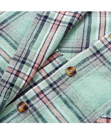 Women's Hooded Flannel Shirt - Button Up Plaid, Long Sleeve Drawstring Pullover - Green XL - Buy Online on GoSupps.com