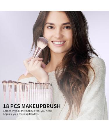 MAANGE 18-Piece Premium Synthetic Makeup Brush Set in Pink - Professional Face, Powder, Blush, and Eye Shadow Brushes - Buy Online on GoSupps.com