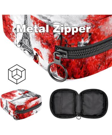 Portable Women's Binding-Storage Bags | Menstrual Cup Pocket & Pads for Teenage Girls | Stylish Eiffel Tower Design - Buy Online on GoSupps.com