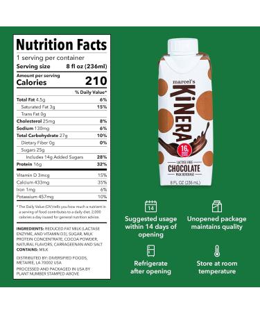 Marcel s Modern Pantry Kinera Lactose-Free High Protein Chocolate Beverage | Post Workout Recovery Drink for Athletes | 12 Pack - Advanced Sports Hydration - Buy Online on GoSupps.com