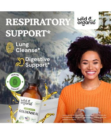 Wild & Organic Goldenseal Tincture - Respiratory Lung Health Drops & Digestive Support - 4 oz Liquid Extract - Buy Online on GoSupps.com